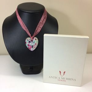Anitca Murrina Glass Heart Pendant Necklace NEW